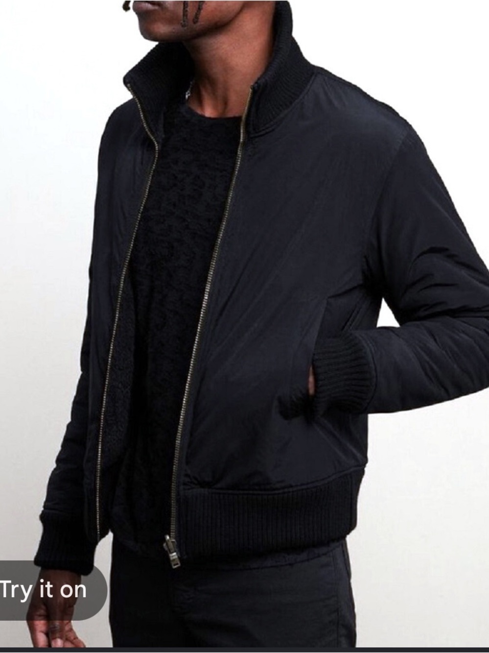 John Varvatos USA Navy Bomber Jacket Size Medium